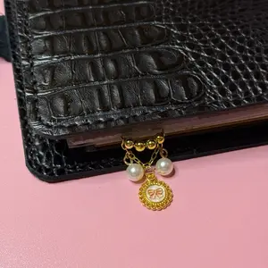 Gold Bow with Pearls Planner Clip Bookmark Pink Purple Green Elegant Charm for Organizing