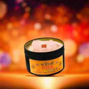 NALINI® - Blooming Lotus: Soy Wax Candle with Rose Quartz & Wood Wick