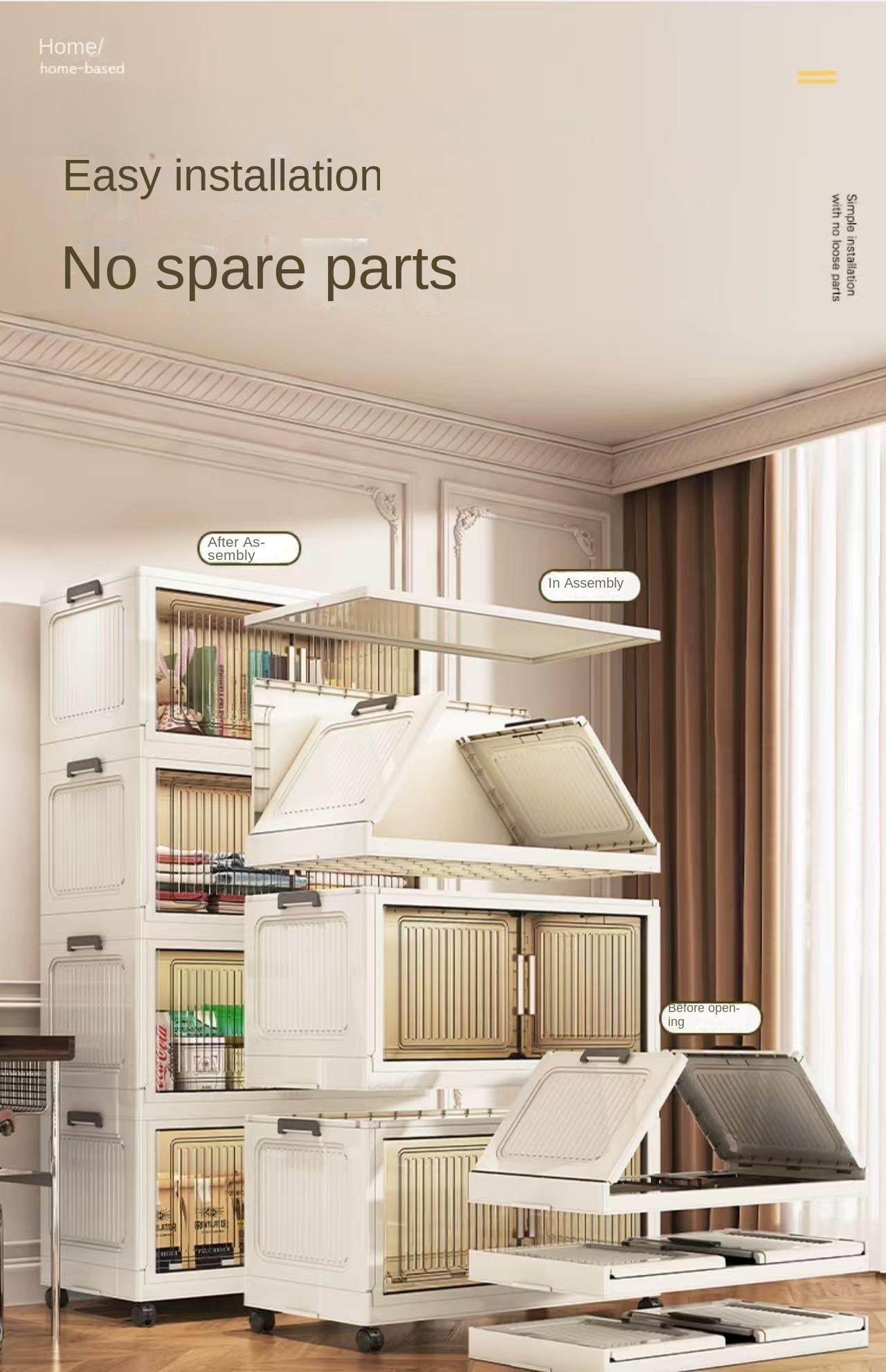 5 Layer White 70CM/27.55in Foldable Storage Box With Multi-tier & Doors, Stackable Shoes Storage Containers For Sundries, Books, Clothes, Household Storage Organizer For Closet, Wardrobe,  Bathroom, Office, Kitchen