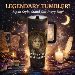 AuraCup 1pc 40oz Insulated Tumbler with Handle and Lid, Tumbler Drinkware, Rock Goddess Vintage Art Design Stainless Steel Travel Mug, Double Wall Vacuum Tumbler for Hot Cold Drinks, Music Lover Gift, Retro Rock Style Statement Mug