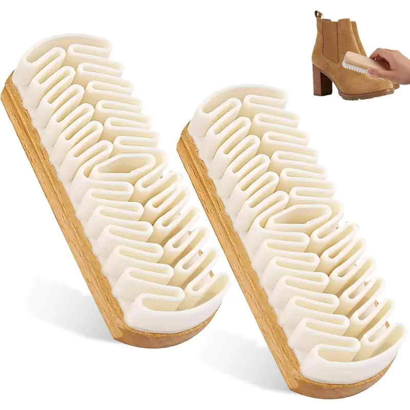 2PCS Suede Brush and Eraser Set,Professional Suede Shoe Cleaner for Shoes,Boots,Bag&Jackets,Wooden Handle Suede Cleaning Kit with Soft Brush&Stain Eraser for Nubuck,Leather&Furniture