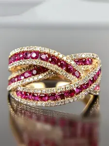 Elegant Rhinestone Decorated Artificial Zircon Ring, Fashion Criss Cross Design Accessories for Women, Trendy All-match & Exquisite Jewelry for Birthday Gift, Elegant Everyday Ring, Elegant Fashion Rings, Cinderella Ring