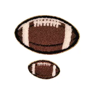 Football Chenille Gold Glitter Iron On Patch