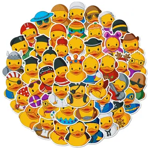 Cute Little Yellow Duck Sticker 50 Pcs Random Music Film Vinyl Skateboard Guitar Travel Case Sticker Door Laptop Luggage Car Bike DIY Decoration Stickers