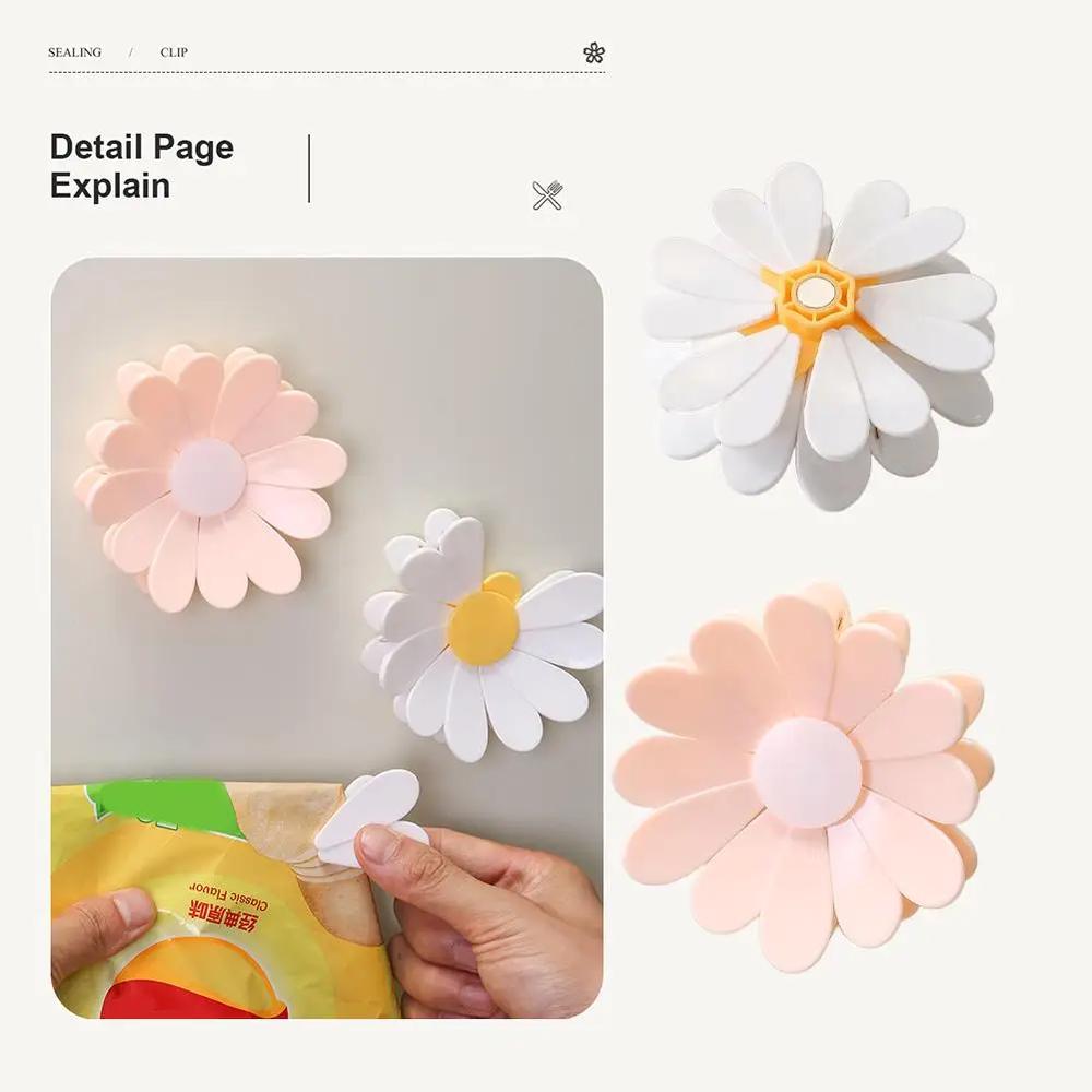 Aesthetic Cherry Blossom Fridge Magnetic Chip Clips| 6 Bag Clips + 1 Magnetic Base| Cute Food Sealing Clips for Snack Bread Pet Food Storage| Fridge Organizer Kitchen Decor Gift