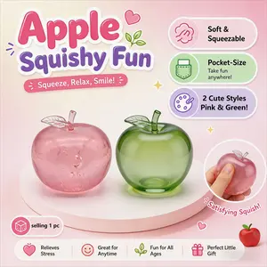 Apple-shaped squeeze toy, Soft Squishy Silicone, cute transparent design, creative stress relief, durable and resistant to deformation, alleviates anxiety, for leisure and entertainment, suitable for office, study, and relaxation, novel stress-relief toy