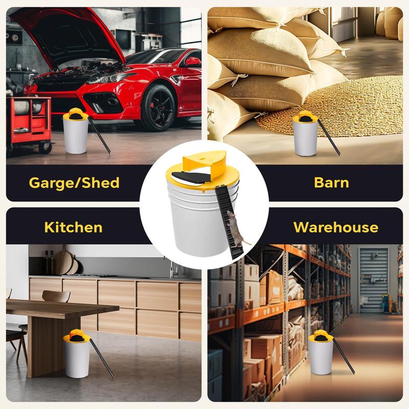 Mouse Trap Bucket Flip Lid Multi-Catch for Indoor Outdoor Use, Auto-Reset Humane Rats Trap, No Chemical Glue Required | 5 Gallon Bucket Compatible