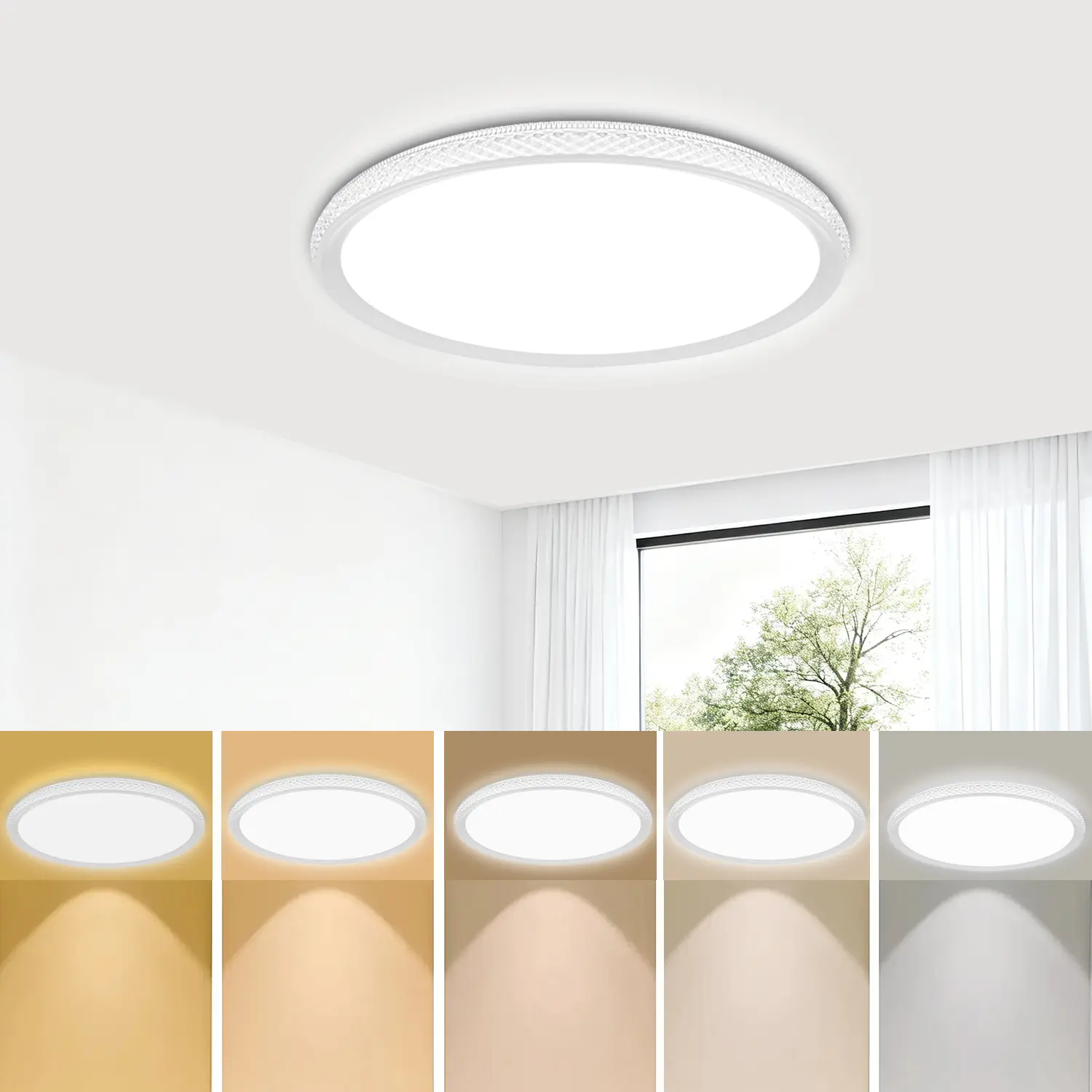 19 Inch Dimmable LED Ceiling Light with Remote, 70W Ultra Bright Flush Mount Light, 2700K-6000K Adjustable for Bedroom Living Room Kitchen Bathroom