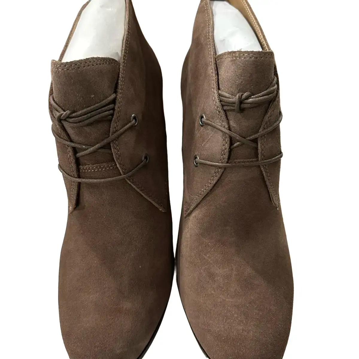 NEW LUCKY BRAND SHIIJO TOP TAUPE OILED SUEDE WEDGE ANKLE BOOTS 12M