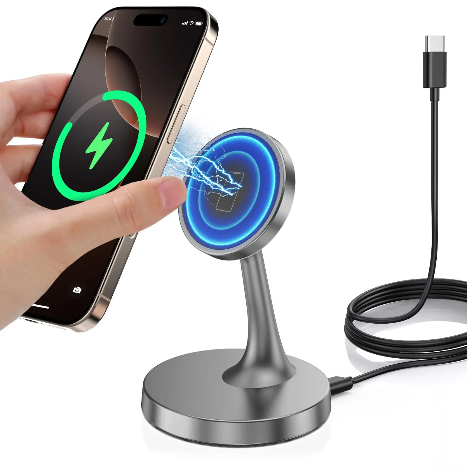15W Fast Magnetic Charger Stand for iPhone & AirPods