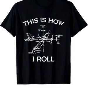 Men's 2D Aviation-Themed Pilot Graphic T-Shirt, Casual Round Neck Short Sleeve, Stylish Printed Graphic Tee