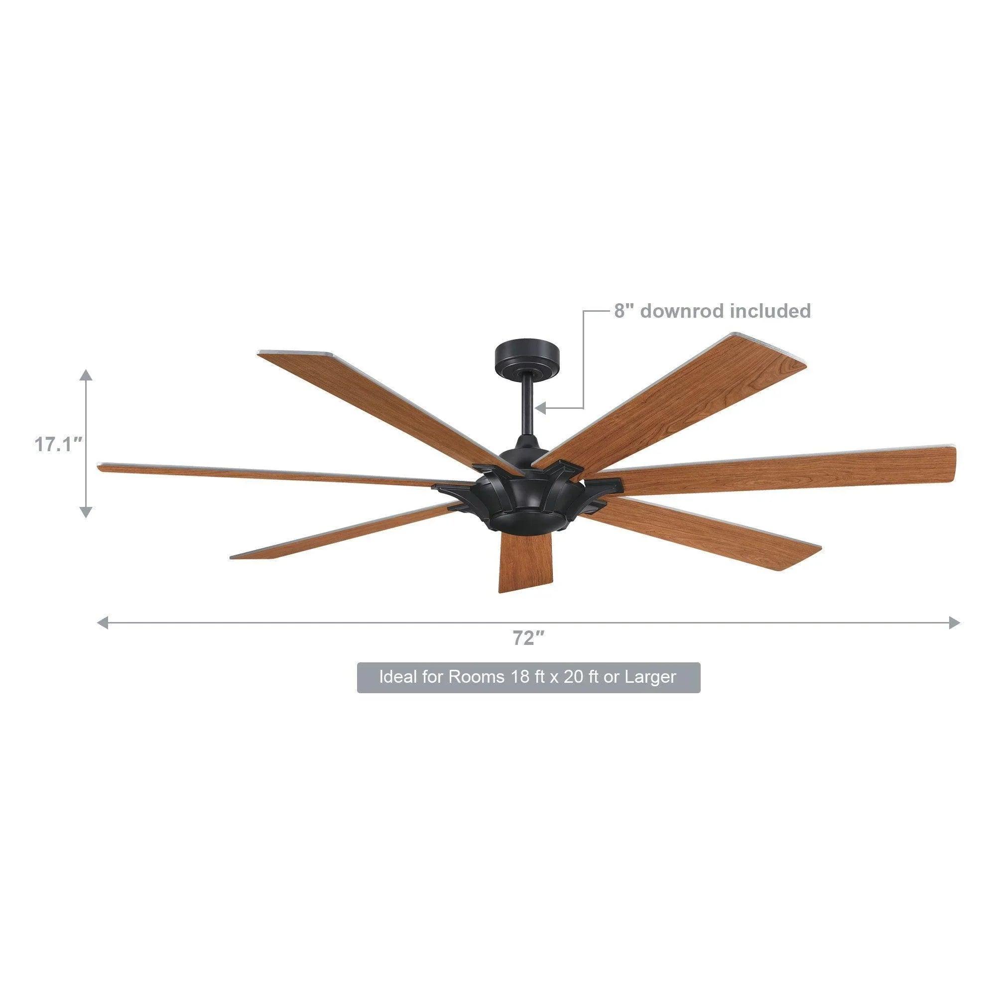 72 Inch 7-Blade Modern Rustic Ceiling Fan | Farmhouse Style