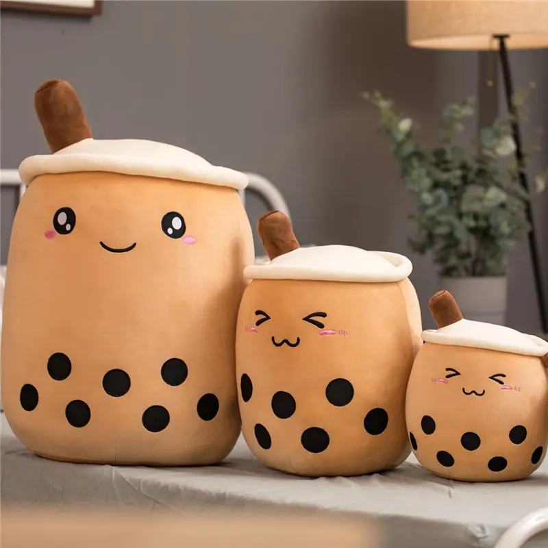 Fruit Drink Plush - Soft Strawberry Boba Tea Pillow Cushion Gift