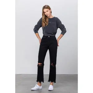 Go With The Flow Black High Rise Ankle Jeans