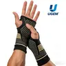 UGEM Copper Polyester Fiber Compression Wrist Support Sleeves (2 Pack, M, Black) - Carpal Tunnel Relief, Outdoor Training Aid, High Support Active Recovery Hand Wraps Protective Gear