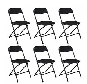 6 Pack Plastic Folding Chairs Black Heavy Duty Indoor Outdoor Portable Stackable Chairs for Party Office Event