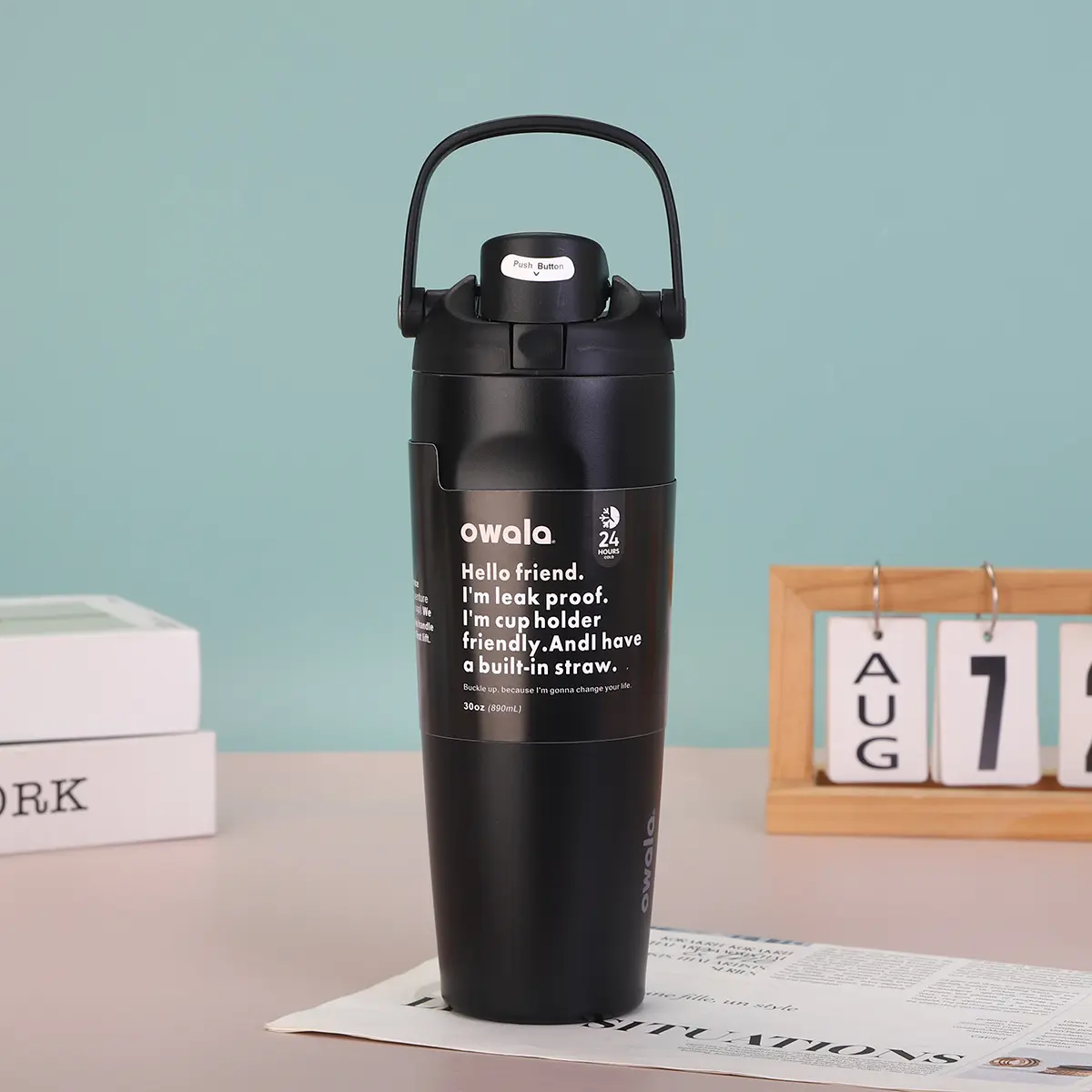 Owala FreeSip SWAY Stainless Steel Insulated Water Bottle, 30oz, black