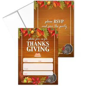 Stonehouse Collection Thanksgiving Party Invitations, Fill in the Blank Party Invites, Double Sided, 25 Cards with Envelopes