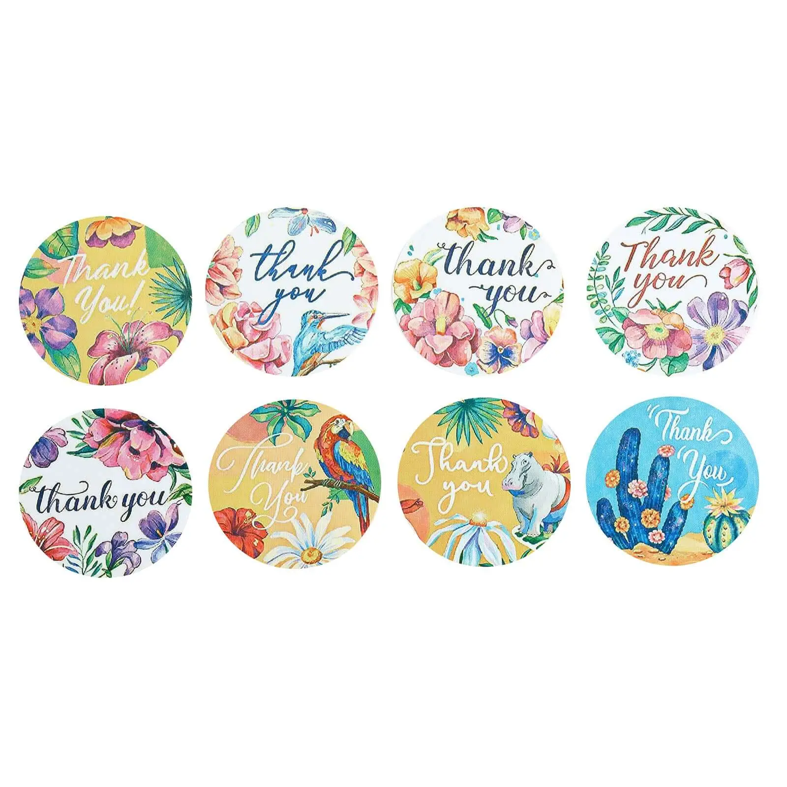 1 Roll of 500 Assorted Stickers - 1.5" Round Thanksgiving Tropical Flower Bouquets Thank You Decorative Labels for DIY Envelope Seals, Parcels (Office Stationery Supplies)