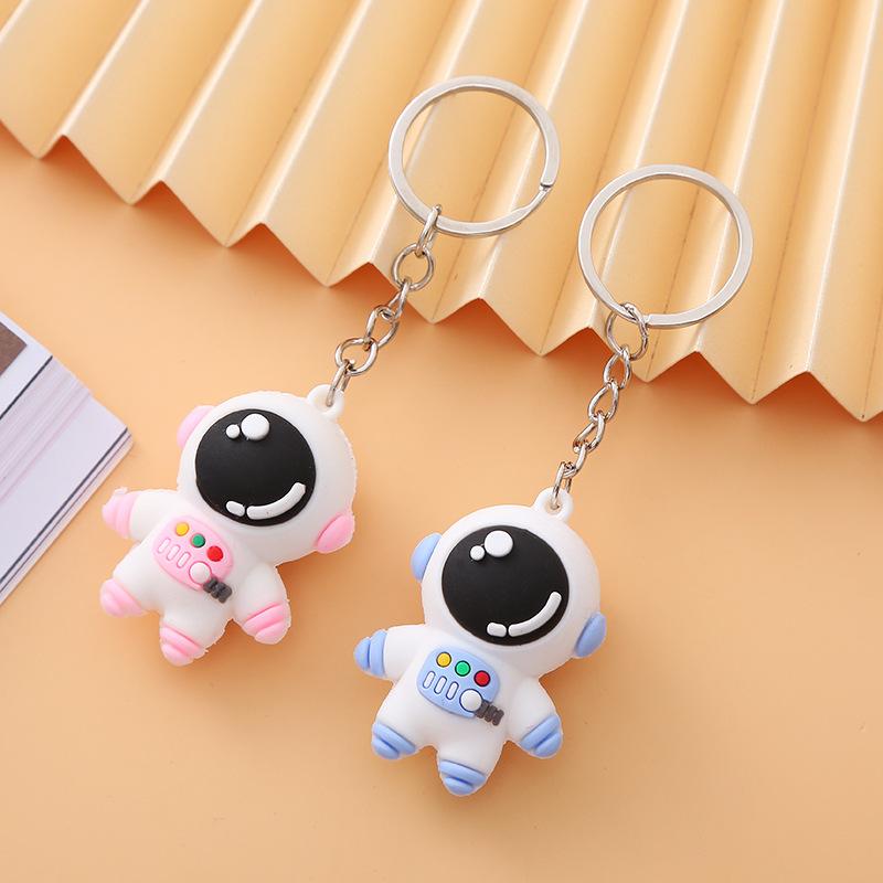 Cute Astronaut Keychain Pink and Blue Dual Color Adorable Spaceman Pendant Charm for Bags Keys Phones Perfect Small Gift for Birthday Holiday Party Favors Daily Decoration Accessory for Kids Adults Space Lovers Premium PVC 3.74 inches