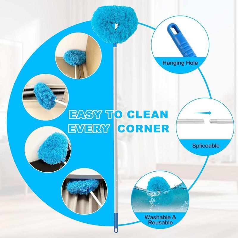 Extendable Microfiber Ceiling Fan Duster – Long Handle, Dust-Locking, Reusable & Machine Washable, Effortless Cleaning Brush for High Ceilings & Ceiling Fans, Ceiling Fan Cleaner adjustable extension