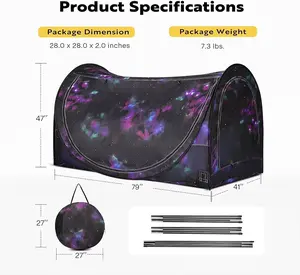 Pop-Up Bed Tent Twin Size – Blackout Privacy Canopy with 4 Doors & Mosquito Net, Portable Starry Sky Sleeping Pod for Kids & Adults