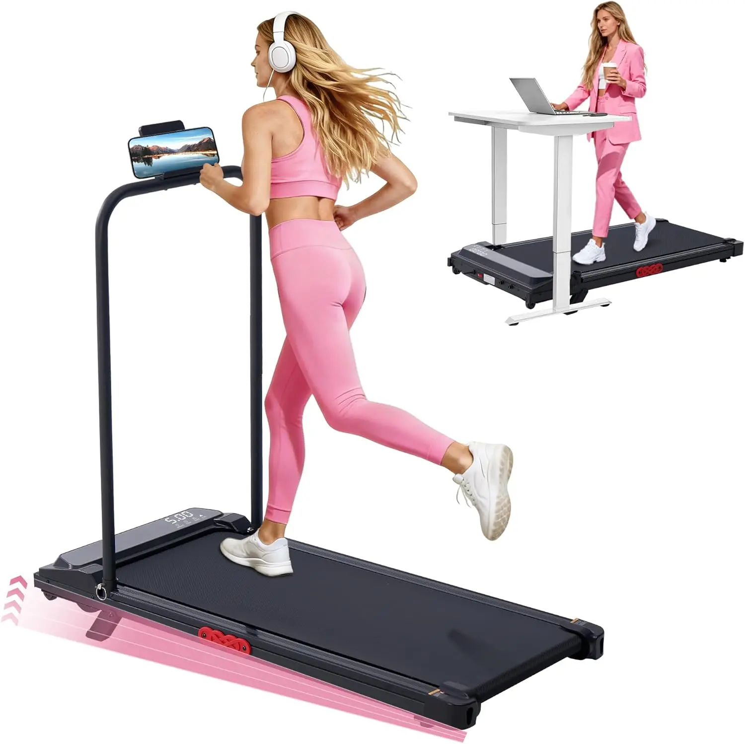 Foldable Portable Treadmill - Compact Folding Walking Pad Treadmill with Handles, Remote Control, 320 lbs Load Capacity for Small Home Use, Workout Machine, Walking Pad Treadmills