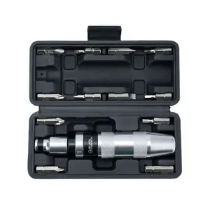 BLACK CANYON 1/2" S2 Hand Impact Screwdriver, 12-Pieces Tip Styles Slotted, Phillips, Hex, Manual Reversible Impact Driver, Disengage Rusted Fasteners or Frozen Bolts, Ideal Hand Tool for Men, Dad