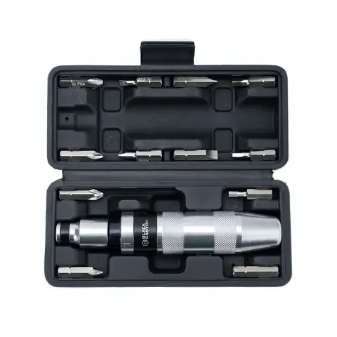 BLACK CANYON 1/2" Reversible Manual Impact Screwdriver Set - 13-Pc S2 Alloy Steel Bits (Slotted, Phillips, Hex Tips) with Quick Change Bit, Anti-Knock Handle, Tools and Gadgets for Mechanics, Car Accessories, Rust/Frozen Fasteners Removal