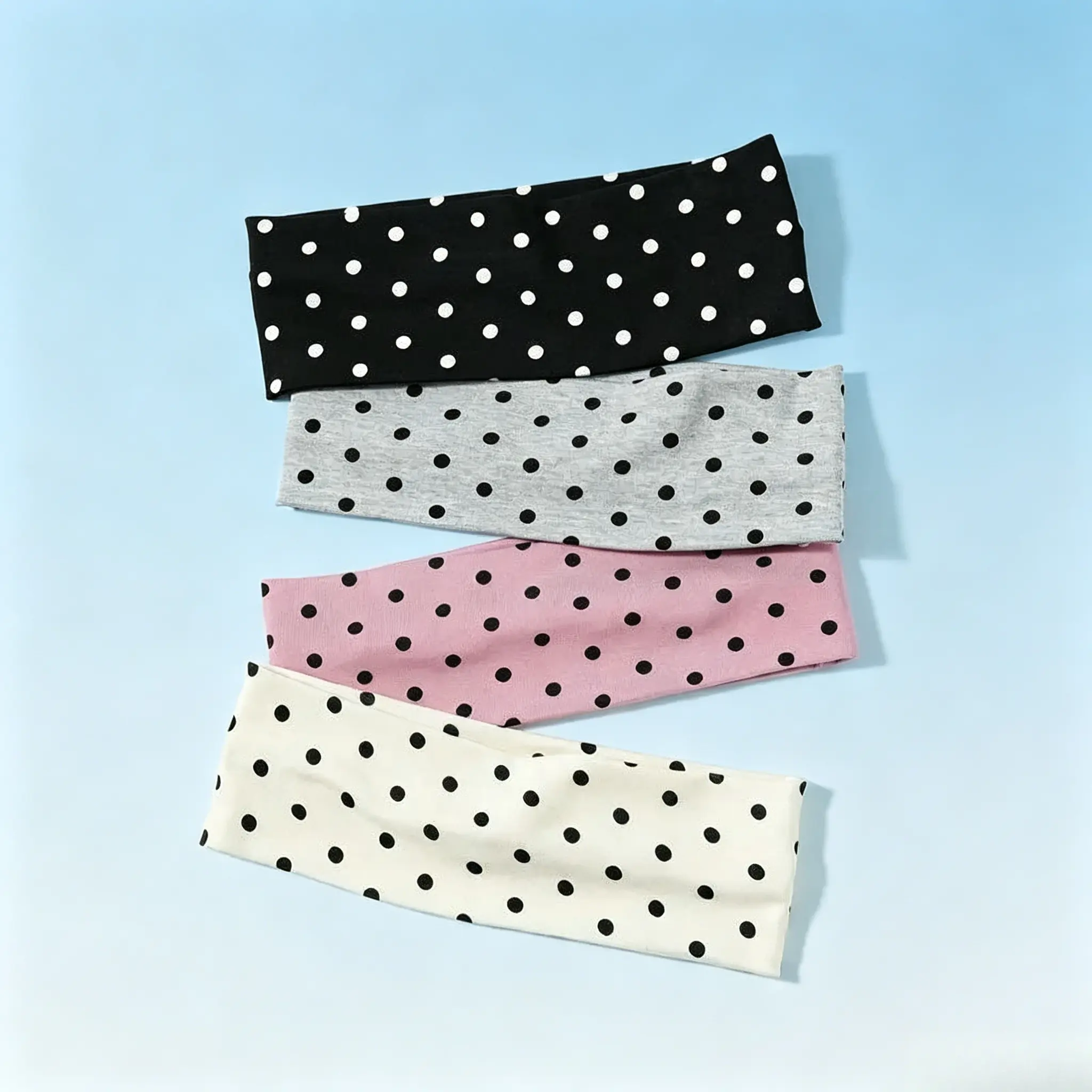 4-Pack Women's Nylon Polka Dot Headbands – Gym-Friendly, Casual Minimalist Hair Accessories for Thick Hair, One-Size Stretchable Headband Set, Ideal Everyday, Workout & Teen Girl Gift