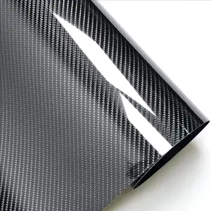 Black 7D Carbon Fiber Vinyl Wrap Roll 1ft x 5ft, 8yr Glossy Car Wrap Film Featuring Bubble Free Air Release Technology, Car Moto DIY Interior Exterior