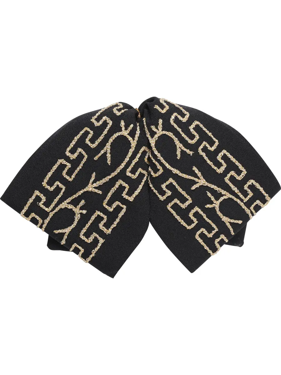 Adult  Mexican Charro Bow Tie 100% Polyester Black/Gold  601111
