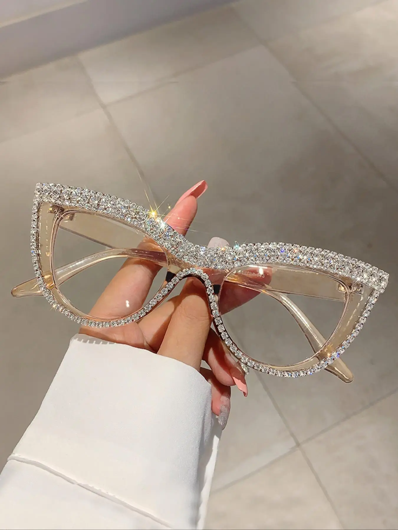 Women's Elegant Rhinestone Decor Cat Eye Frame Eyeglasses, Trendy Vintage Eyeglasses, Chic All-match Fashion Accessories for Daily Use