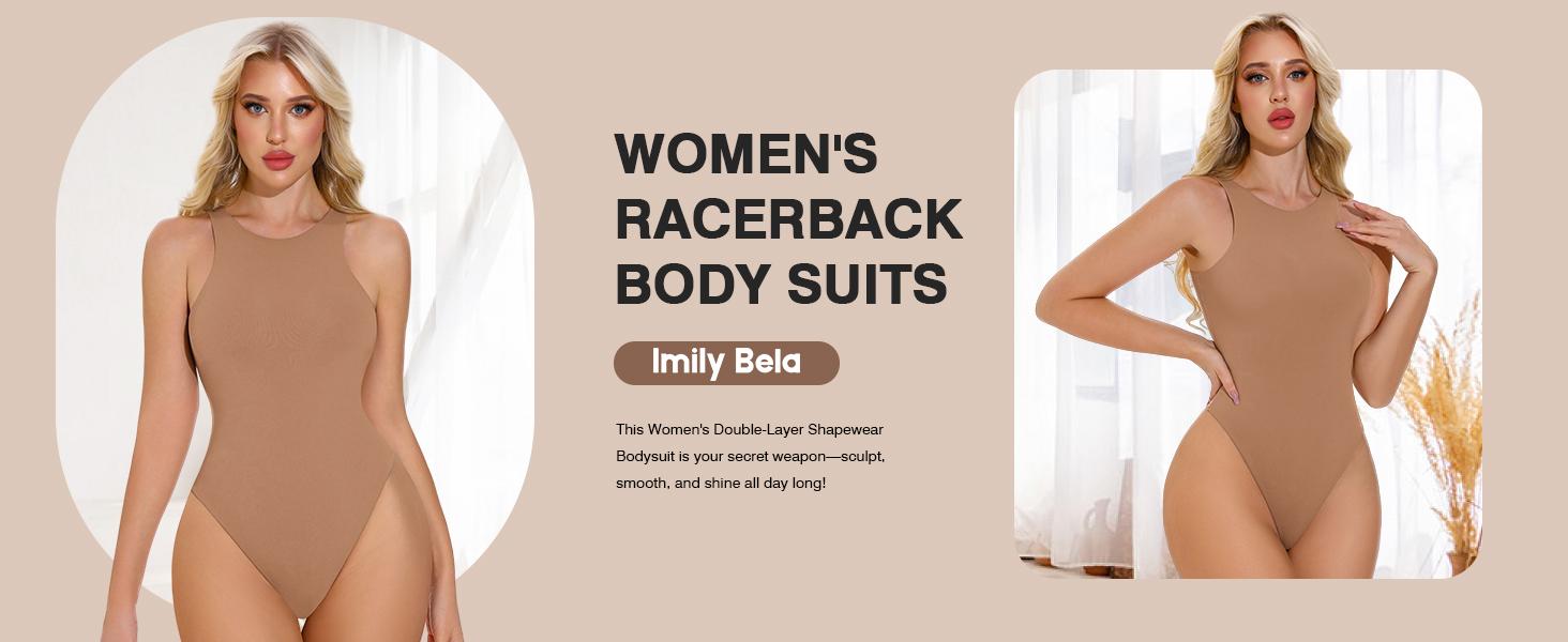 XEY Womens' Seamless Sleeveless O-Neck Bodysuit Shapewear Tummy Control