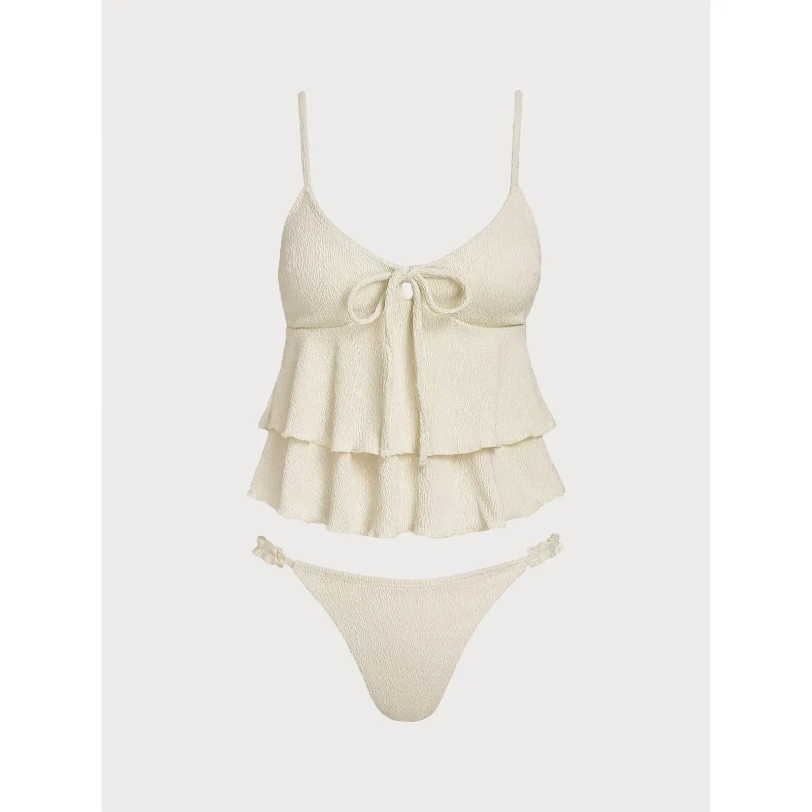 SAMIOL Off White Multi-Layer A-Line Tankini Set Family Style Modest Tankini Loose Upper Body Design Full Coverage Sun Protection Soft Stretch Cloth Ideal For Parent-child Beach Travel Water Entertainment Apparel