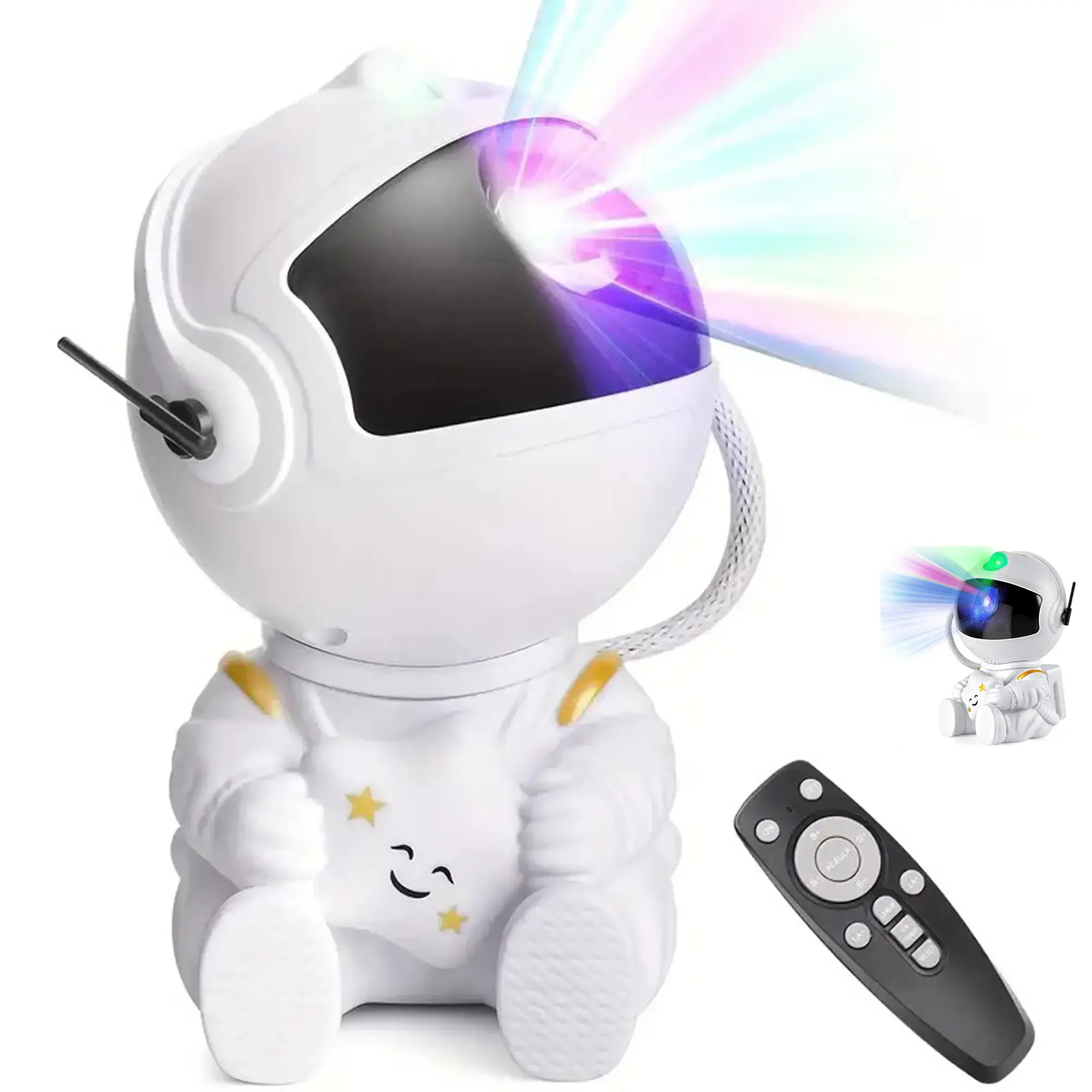 Astronaut Star Projector Night Light - Galaxy Nebula Ceiling Lamp, Mannequin Heads, Room Decor, Ideal Gift for Kids' Bedrooms Colorful Lighting