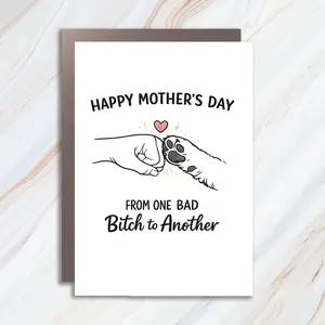 Funny Mother's Day Card From Dog With Fist Bump Design - Humorous Greeting Cards MC13