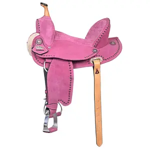 HILASON Western Horse Flex Tree Barrel Trail in Leather Saddle Pink | for Horses