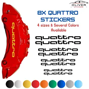 8x Audi Quattro Brake Calipers Decal Stickers for Car