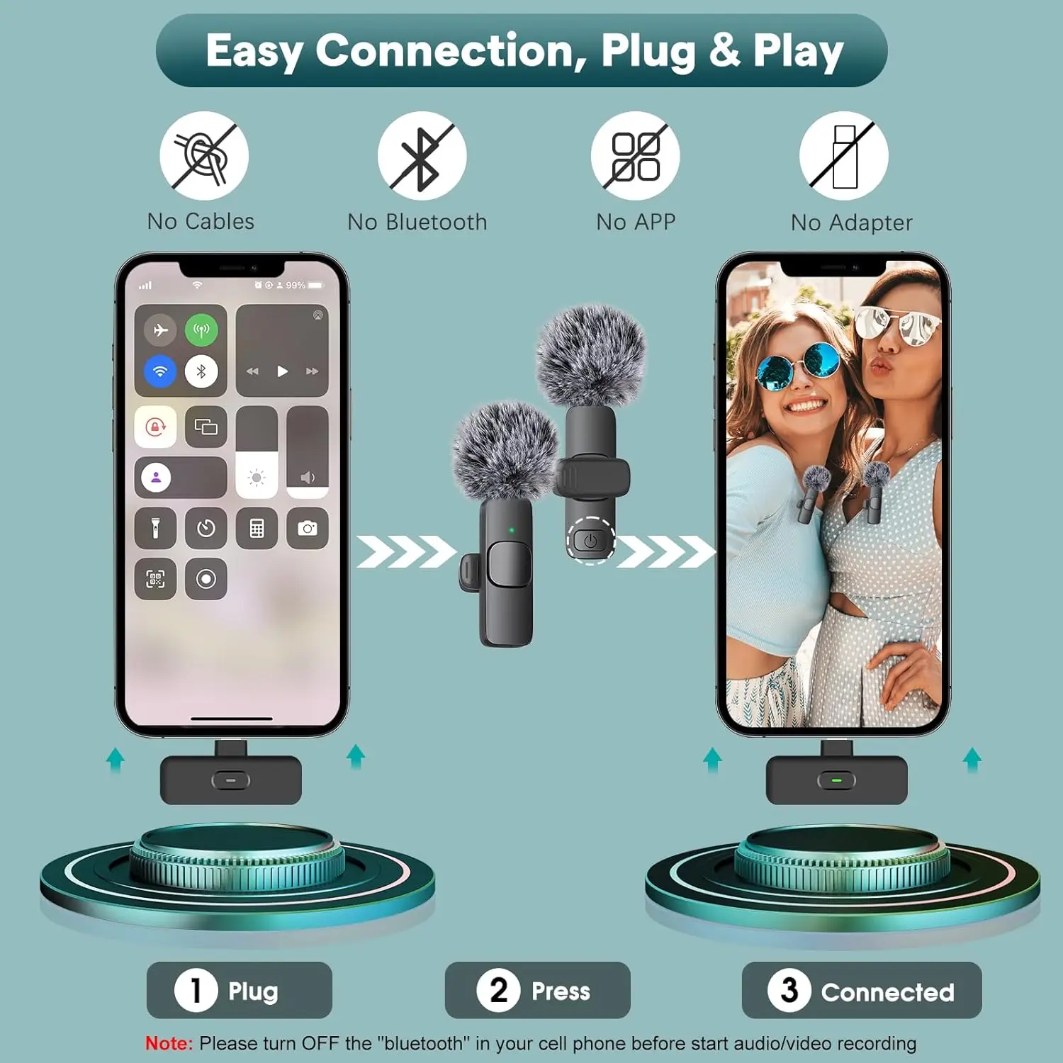 CKOKC Wireless Lavalier Microphone for iPhone - Android Computer, Mini CKOKC Wireless Lavalier Microphone for iPhone - Android Computer, Mini
