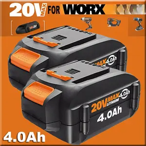 High efficiency 2Pack For WORX 20V MAX Extend Lithium Battery 4.0AH WA3520 WA3525 WA3575 WG1