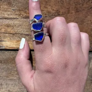 Cobalt Blue Sea Glass Ring – Mendocino Coast Sterling Silver Ring