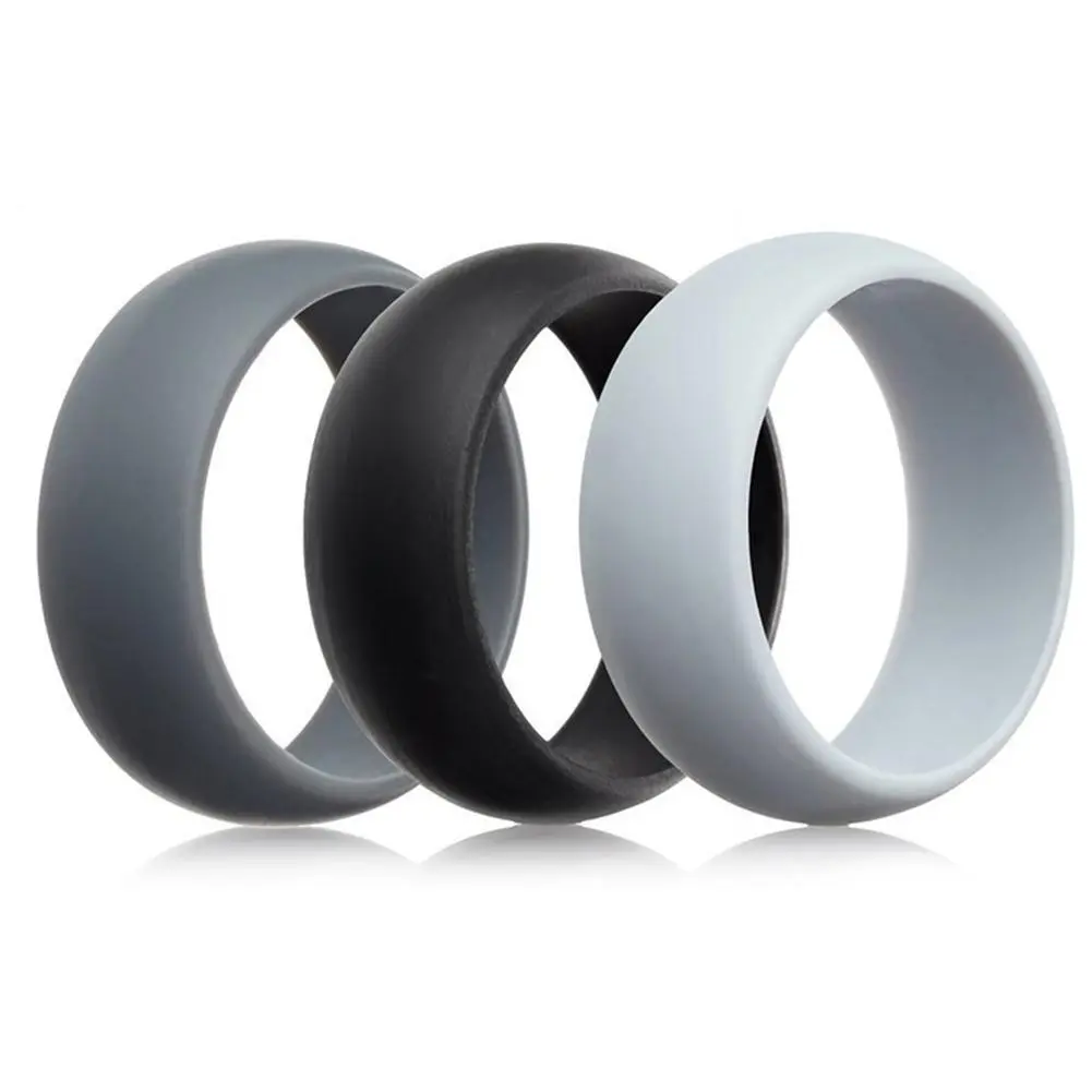 OIDEA Men's 8mm Wide Liquid Silicone Wedding Ring - Flexible Classic Band Rings for Workout, Daily Wear, Flexible Rings