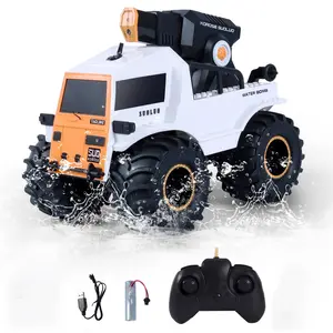 Tank Truck Amphibious Vehicle with Large Wheels - 3-in-1 Remote Control Car, Tank, and Boat for All-Terrain Play
