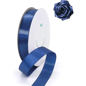 100 Yards Ribbon,1inch Blue Navy Satin Ribbon  for Wedding Decoration, Bouquet Crafts, Sewing Decoration, Handmade Bow, Christmas Decoration and So On