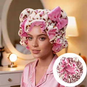 Leopard Print Satin Lined Sleep Cap, Lightweight Brimless Hair Bonnet, Elastic Stretch, for Curly & Wavy Hair, Nighttime & Daily Use, Valentine's Day Gift