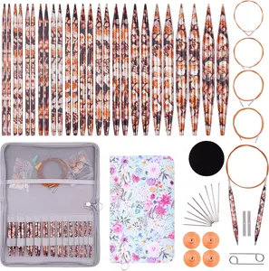 Interchangeable Knitting Needles Aluminum Garden Style Circular Knitting Needles Set Sizes 3mm-10mm, 13 Pairs