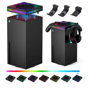 Cooling Fan for Xbox Series X with RGB Light Strip & 3 Detachable Hooks, Wiilkac 4 in 1 Top Fan Cooling System with Built-in Dust Filter, 3 Level Adjustable Speed Fan Cooler & Independent Fan Switch Accessories Console Smartphone