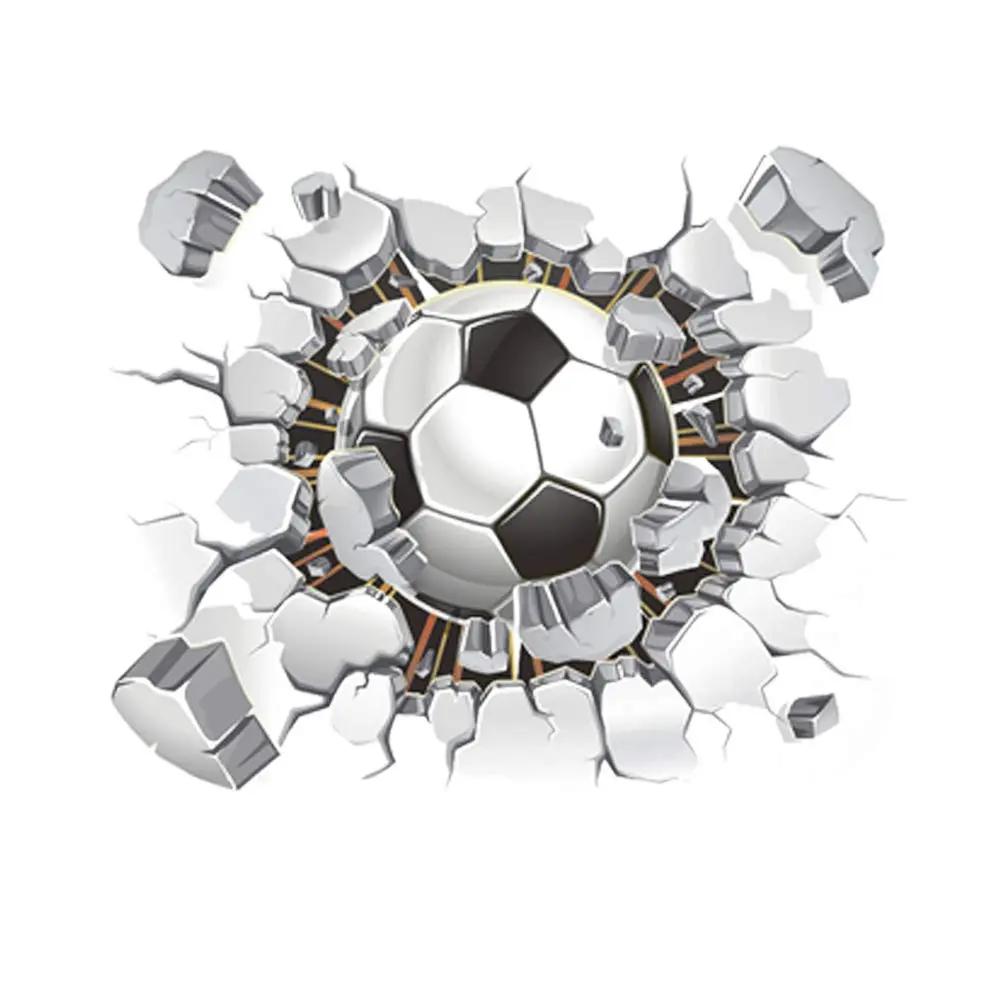 World Cup Soccer Ball Window Stickers, Break Through Wall Effect Football Stickers Decals, Window Stickers World Cup Decals Decor for Home School Office Decoration Party Supplies,1Pcs