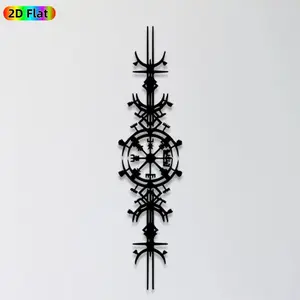 [1pc] Viking Symbol Metal Wall Art,Viking Symbol Statue Mural, Ideal Gift for Halloween, New Year, Norse Mythology Enthusiasts, Weather-Resistant Metal Wall Decor Wall Sculptures, Perfect for Patio Wall & Garden Fence, Unique Outdoor Decor